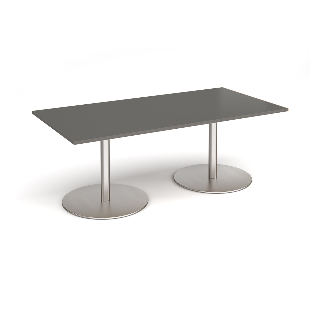 Eternal rectangular boardroom table 2000mm x 1000mm - brushed steel base, onyx grey top - view 1