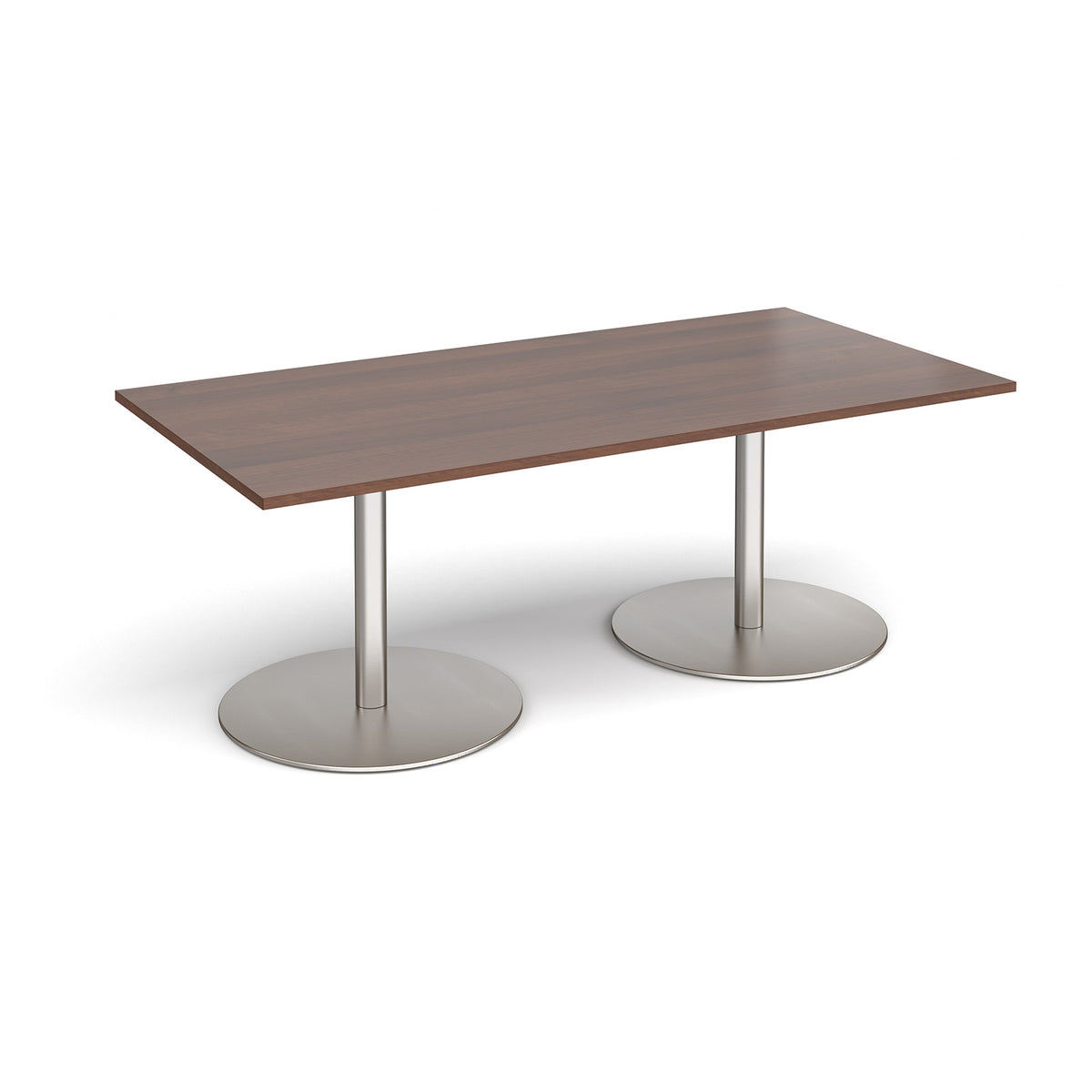 Eternal rectangular boardroom table 2000mm x 1000mm - brushed steel base, Walnut top - view 1