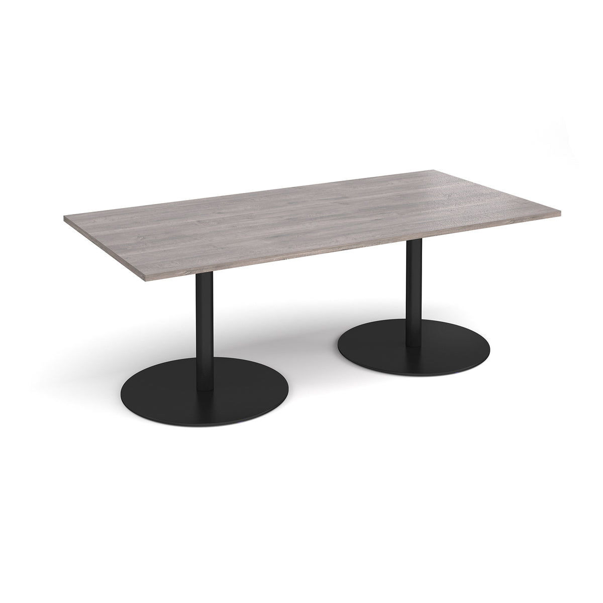 Eternal rectangular boardroom table 2000mm x 1000mm - black base, Grey Oak Top - view 1