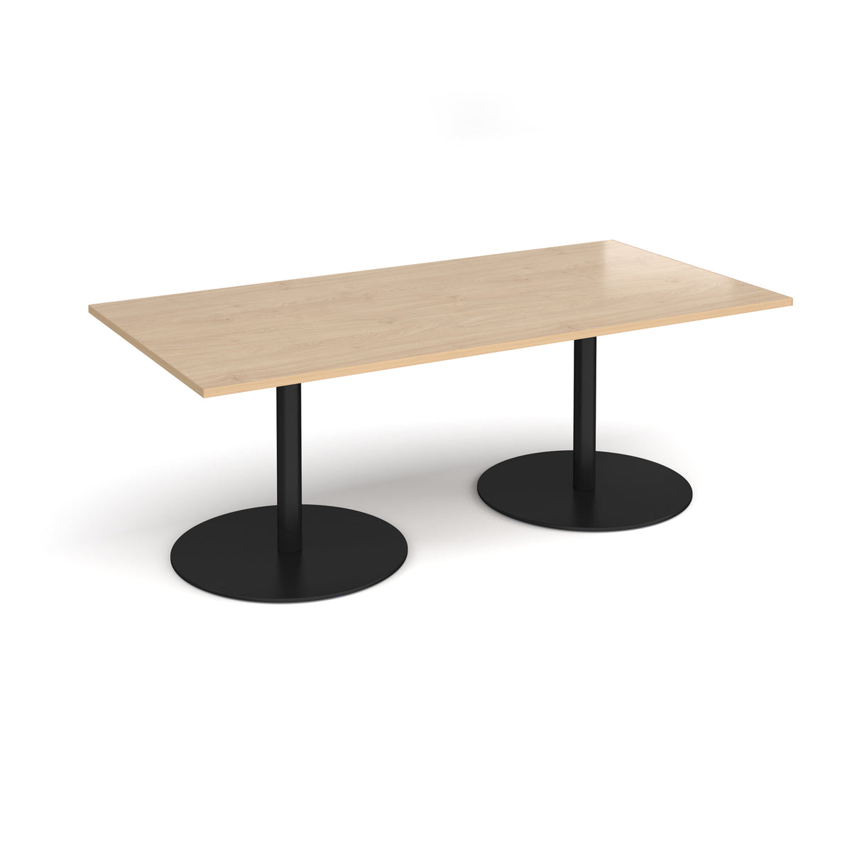 Eternal rectangular boardroom table 2000mm x 1000mm - black base, Kendal Oak Top - view 1