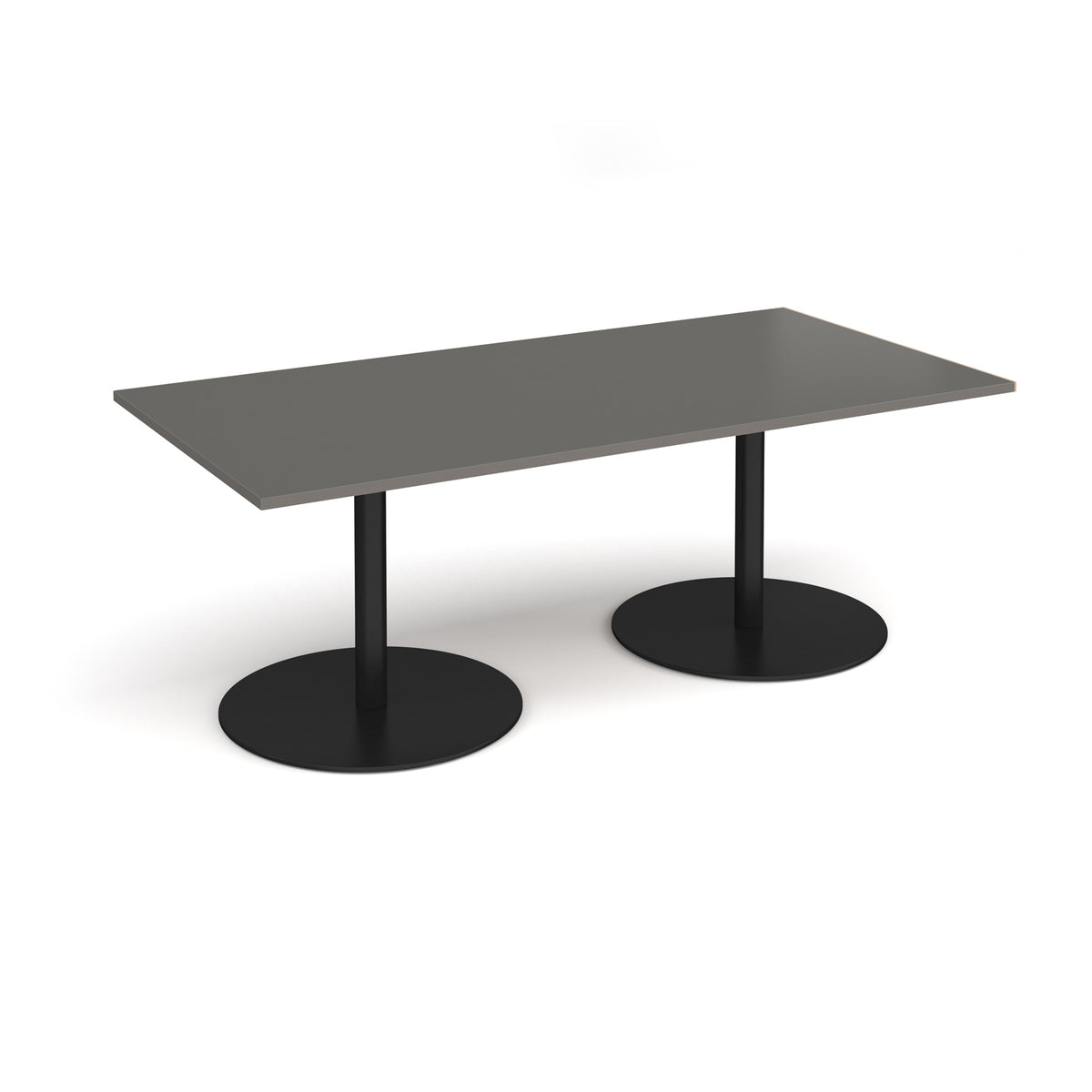 Eternal rectangular boardroom table 2000mm x 1000mm - black base, onyx grey top - view 1