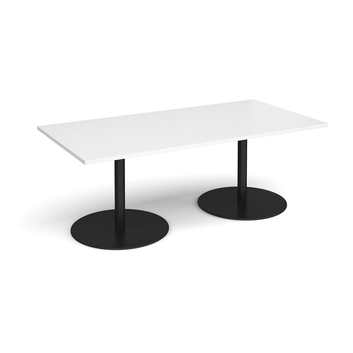 Eternal rectangular boardroom table 2000mm x 1000mm - black base, White Top - view 1