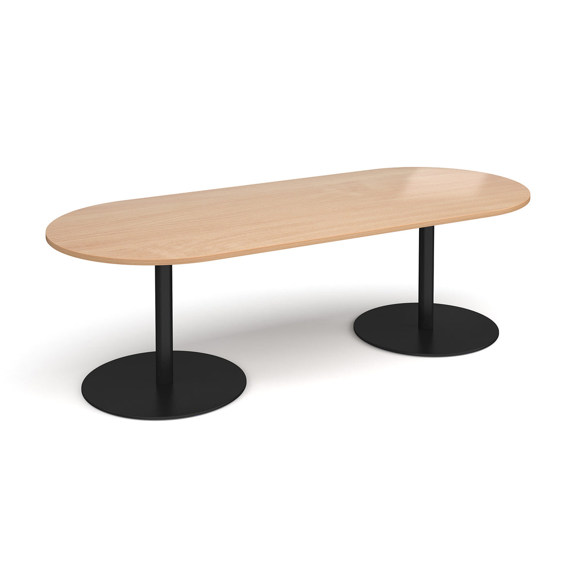 Eternal radial end boardroom table 2400mm x 1000mm - black base, Beech top - view 1