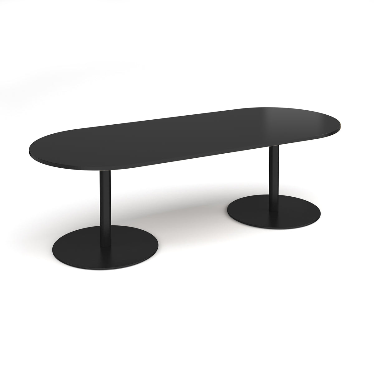 Eternal radial end boardroom table 2400mm x 1000mm - black base, black top - view 1
