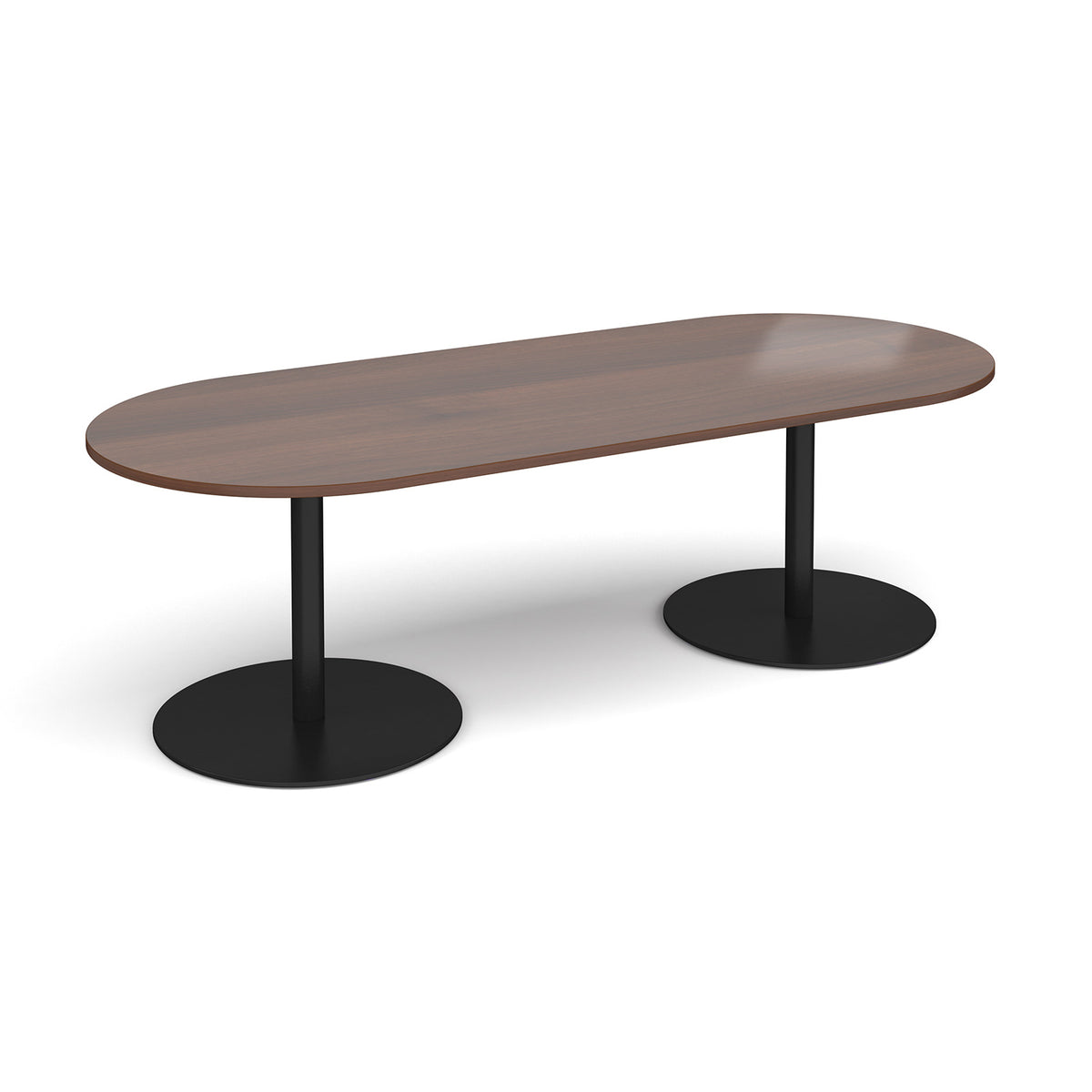 Eternal radial end boardroom table 2400mm x 1000mm - black base, Walnut top - view 1