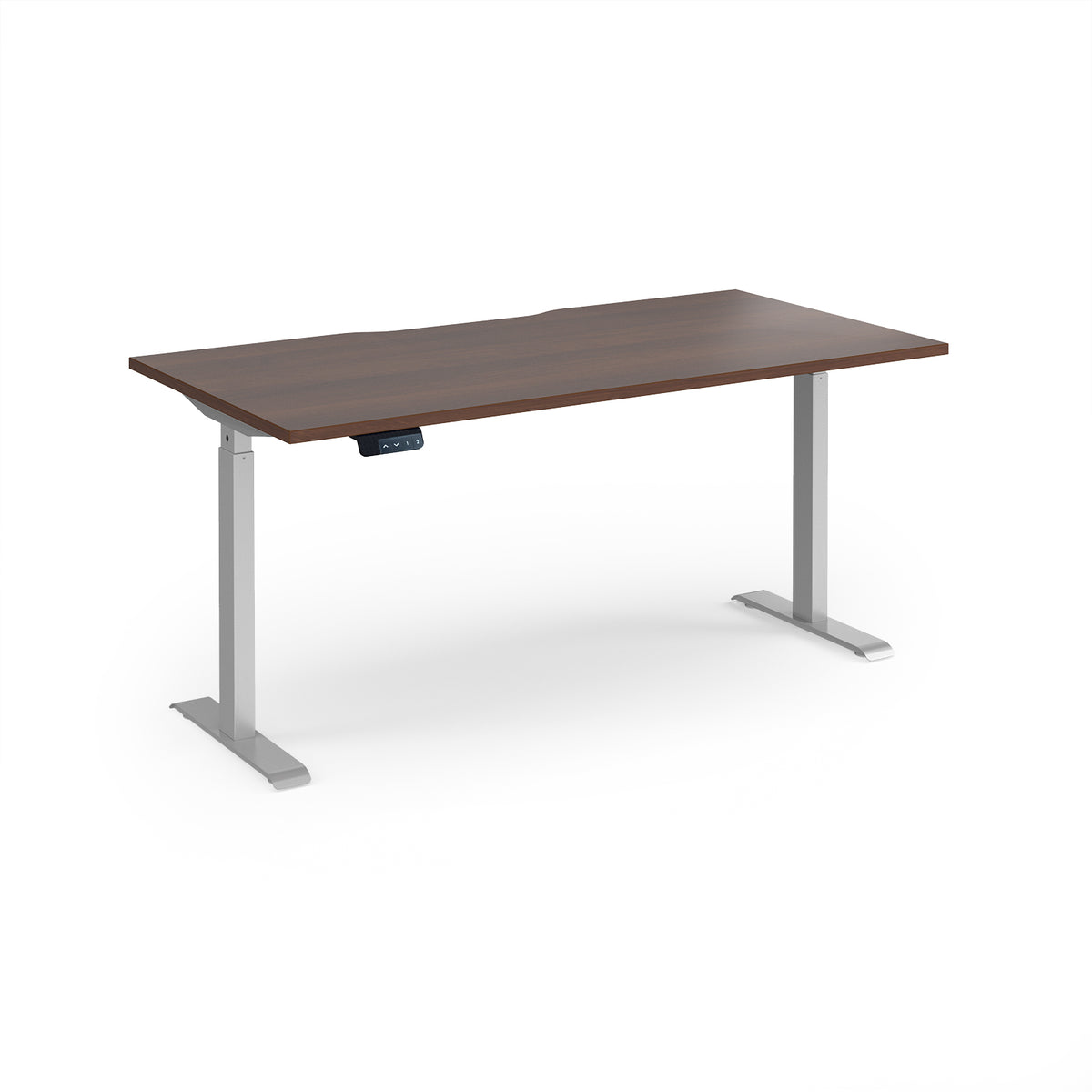 Elev8 Contract 1600w Straight Sit-stand Desk 1600mm X 800mm - Silver Frame, Walnut Top - view 1