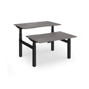 Elev8 Luxe Sit-Stand Back-To-Back Desks 1200mm x 800mm - Black Frame / Grey Oak Top - view 1