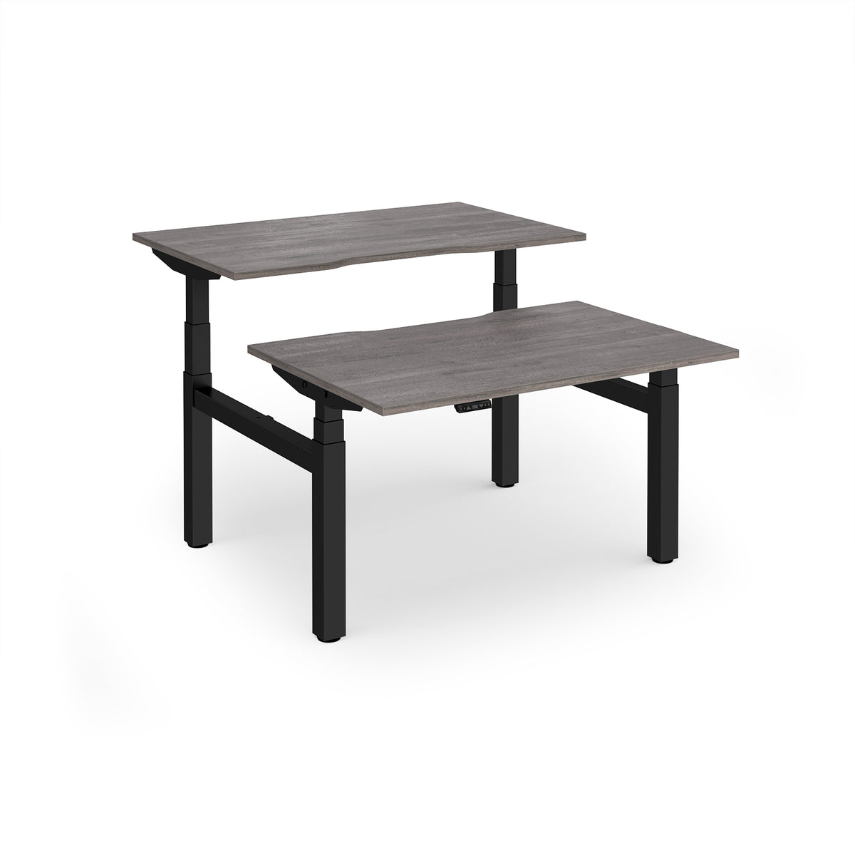 Elev8 Luxe Sit-Stand Back-To-Back Desks 1200mm x 800mm - Black Frame / Grey Oak Top - view 1