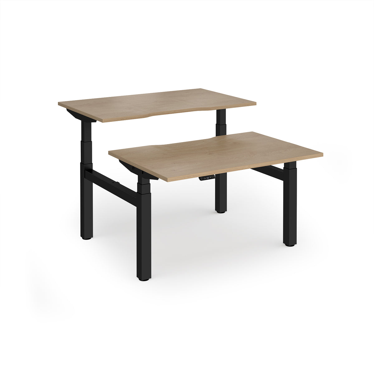 Elev8 Luxe Sit-Stand Back-To-Back Desks 1200mm x 800mm - Black Frame / Kendal Oak Top - view 1