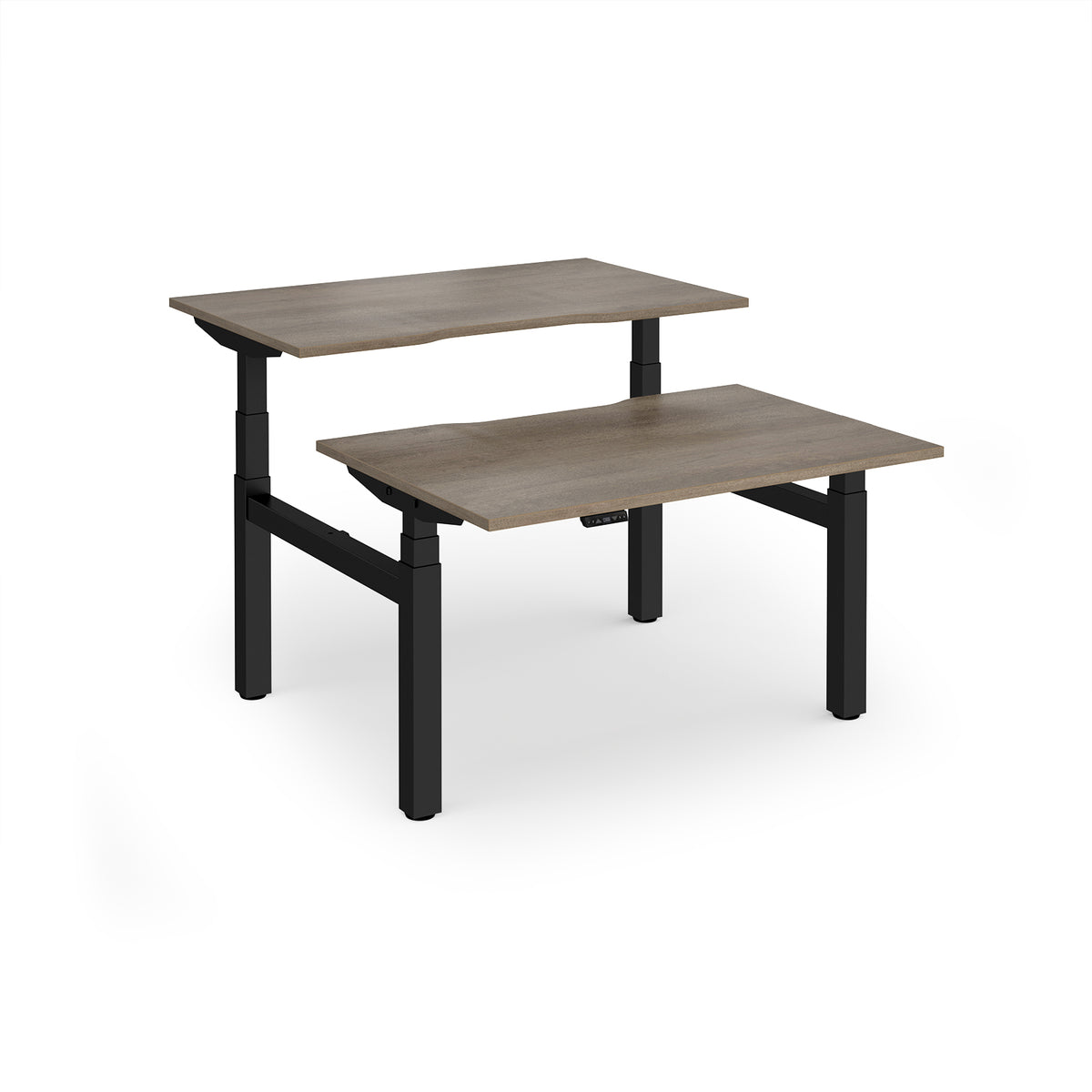 Elev8 Luxe Sit-Stand Back-To-Back Desks 1200mm x 800mm - Black Frame / Nebraska Oak Top - view 1