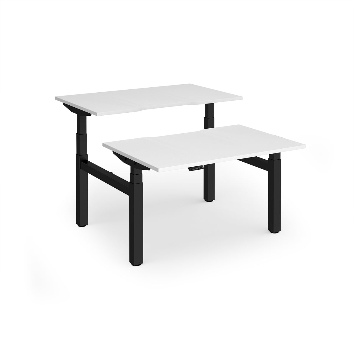Elev8 Luxe Sit-Stand Back-To-Back Desks 1200mm x 800mm - Black Frame / White Top - view 1