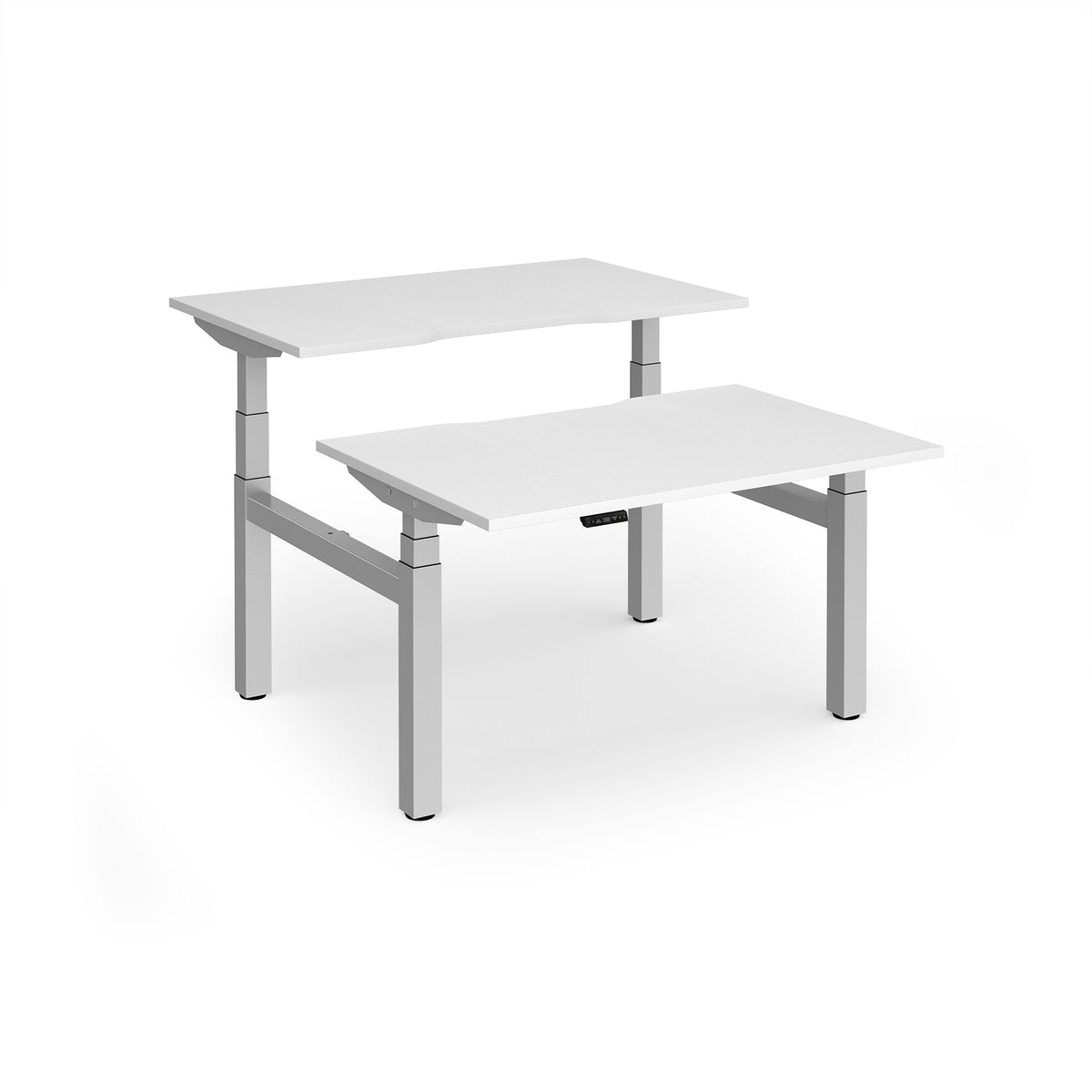 Elev8 Luxe Sit-Stand Back-To-Back Desks 1200mm x 800mm - Silver Frame / White Top - view 1