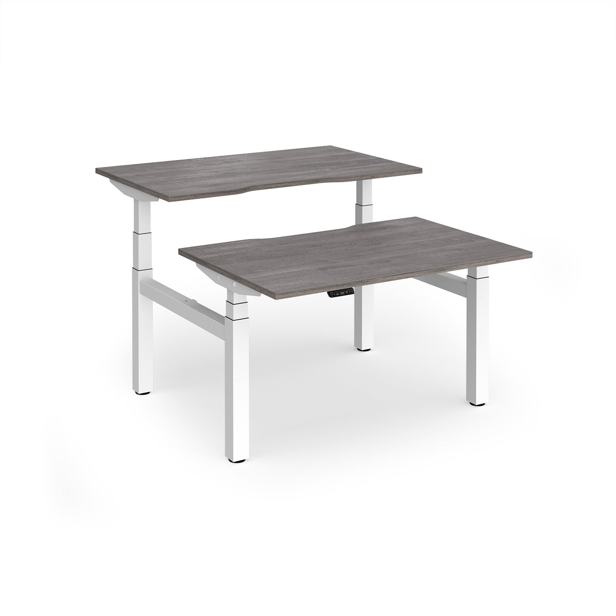 Elev8 Luxe Sit-Stand Back-To-Back Desks 1200mm x 800mm - White Frame / Grey Oak Top - view 1