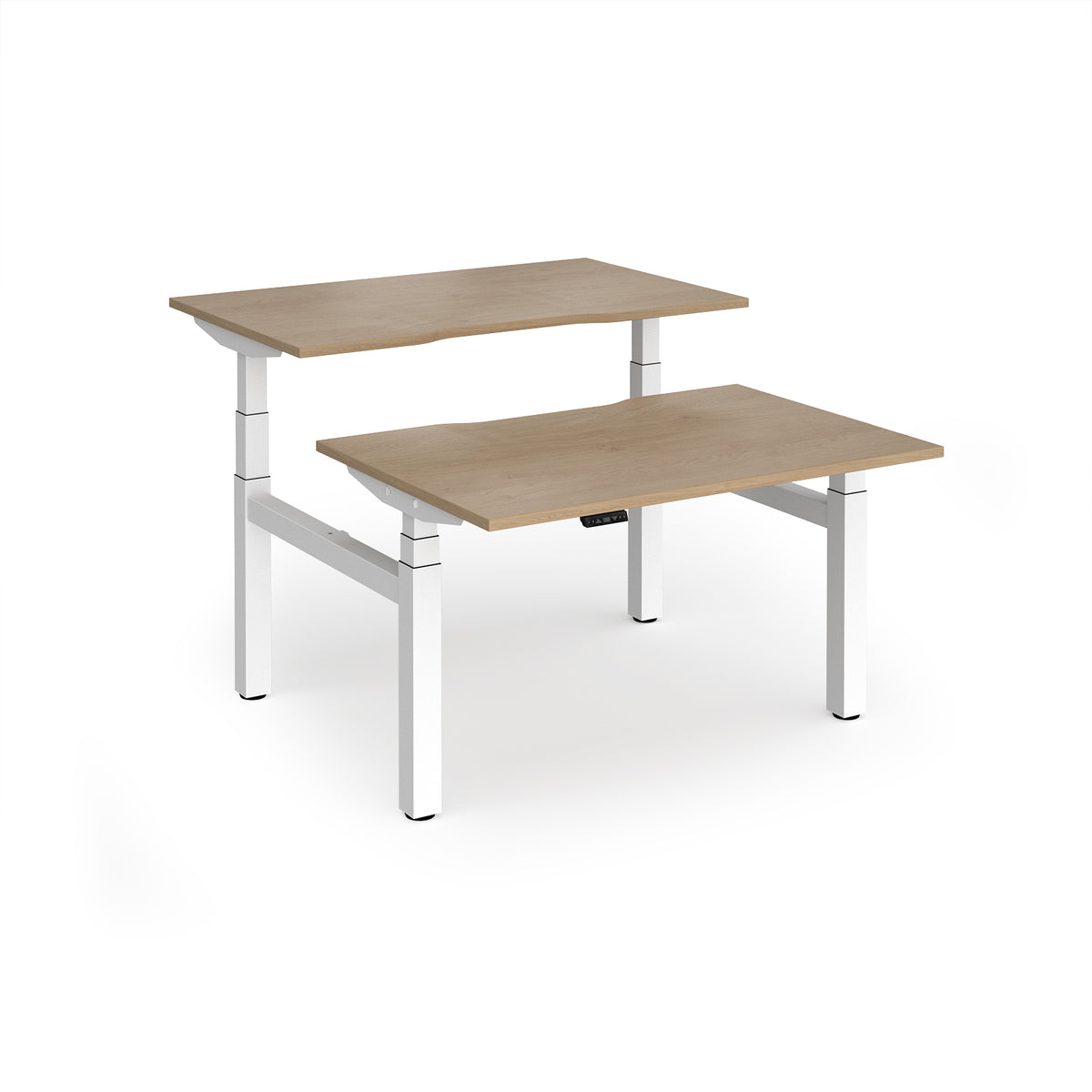 Elev8 Luxe Sit-Stand Back-To-Back Desks 1200mm x 800mm - White Frame / Kendal Oak Top - view 1