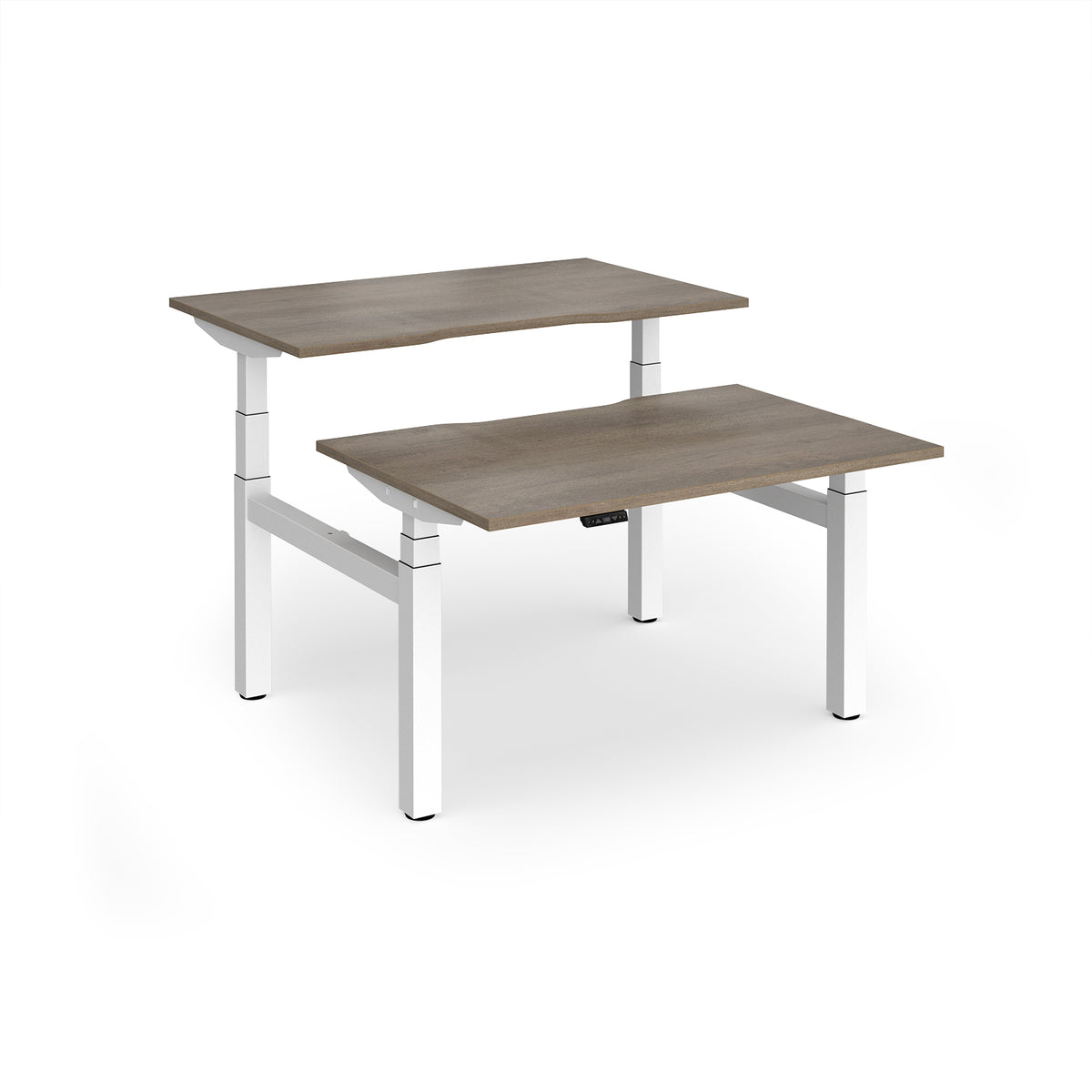 Elev8 Luxe Sit-Stand Back-To-Back Desks 1200mm x 800mm - White Frame / Nebraska Oak Top - view 1