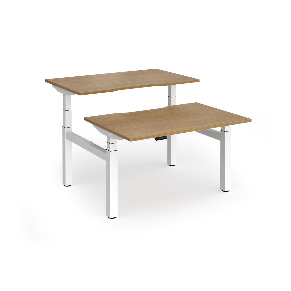 Elev8 Luxe Sit-Stand Back-To-Back Desks 1200mm x 800mm - White Frame / Oak Top - view 1