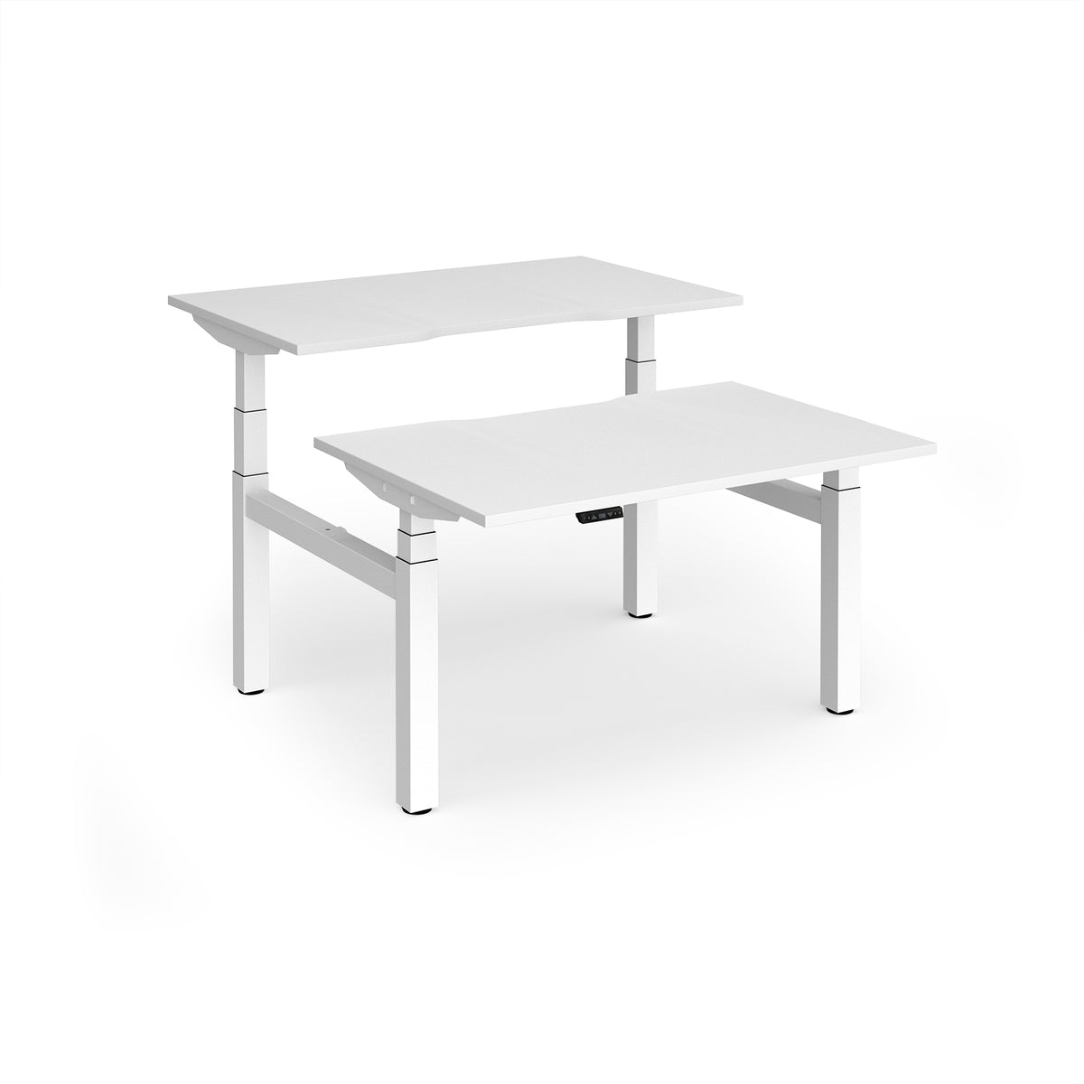 Elev8 Luxe Sit-Stand Back-To-Back Desks 1200mm x 800mm - White Frame / White Top - view 1