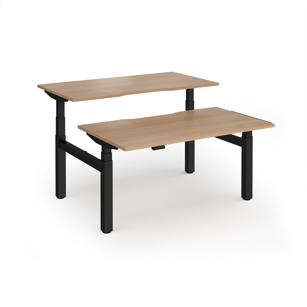 Elev8 Luxe Sit-Stand Back-To-Back Desks 1400mm x 800mm - Black Frame / Beech Top - view 1