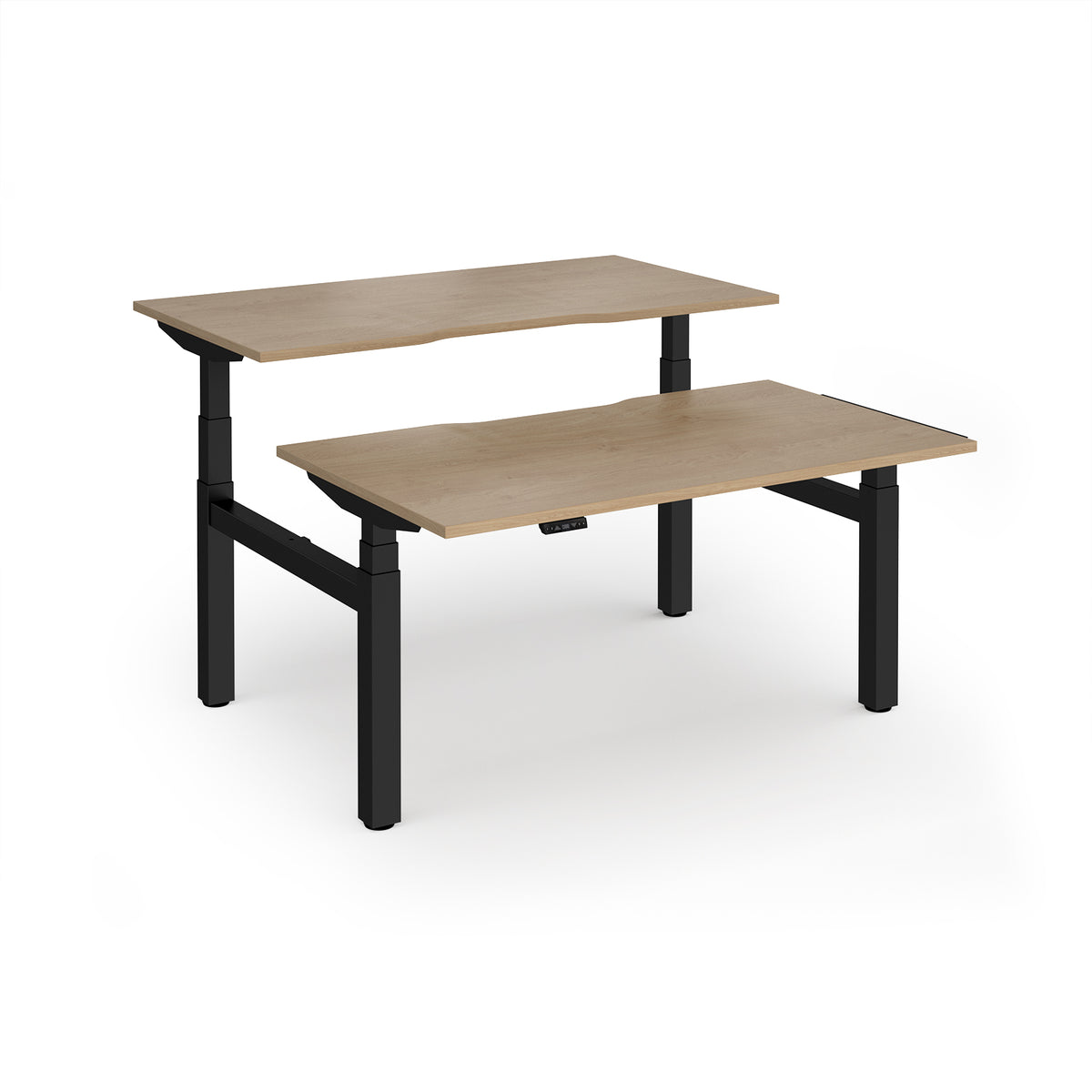 Elev8 Luxe Sit-Stand Back-To-Back Desks 1400mm x 800mm - Black Frame / Kendal Oak Top - view 1