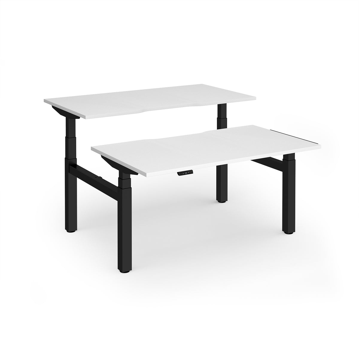 Elev8 Luxe Sit-Stand Back-To-Back Desks 1400mm x 800mm - Black Frame / White Top - view 1