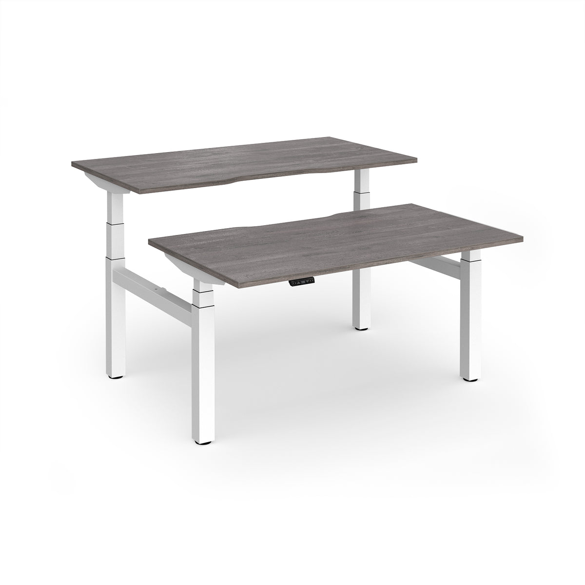 Elev8 Luxe Sit-Stand Back-To-Back Desks 1400mm x 800mm - White Frame / Grey Oak Top - view 1