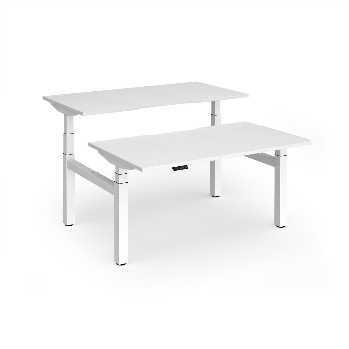 Elev8 Luxe Sit-Stand Back-To-Back Desks 1400mm x 800mm - White Frame / White Top - view 1