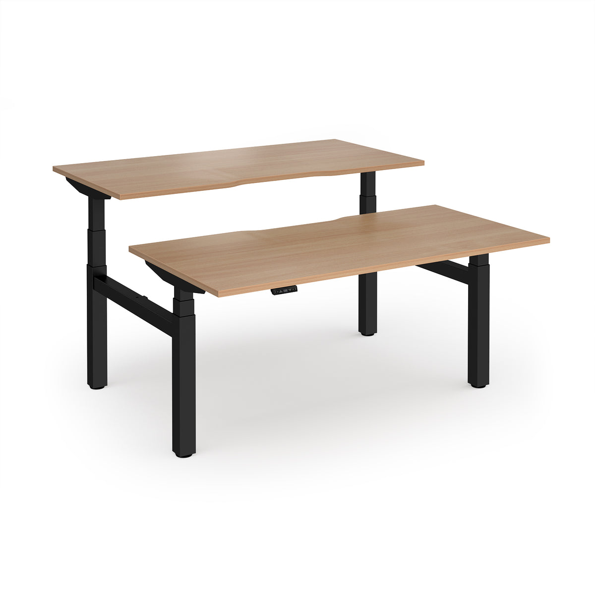 Elev8 Luxe Sit-Stand Back-To-Back Desks 1600mm x 800mm - Black Frame / Beech Top - view 1