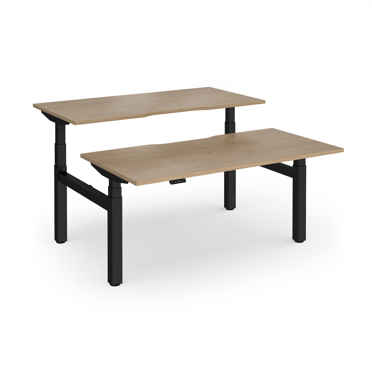 Elev8 Luxe Sit-Stand Back-To-Back Desks 1600mm x 800mm - Black Frame / Kendal Oak Top - view 1