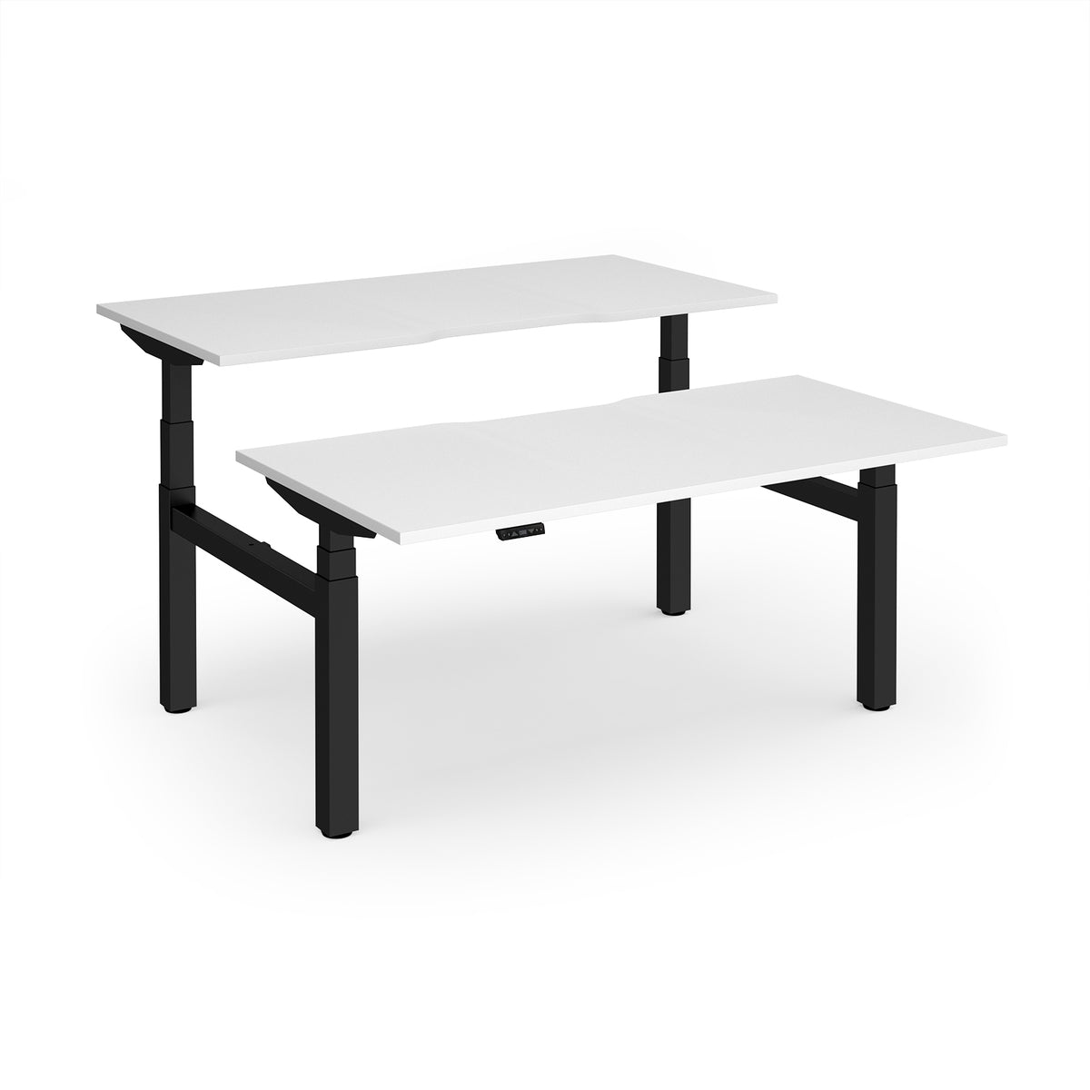 Elev8 Luxe Sit-Stand Back-To-Back Desks 1600mm x 800mm - Black Frame / White Top - view 1