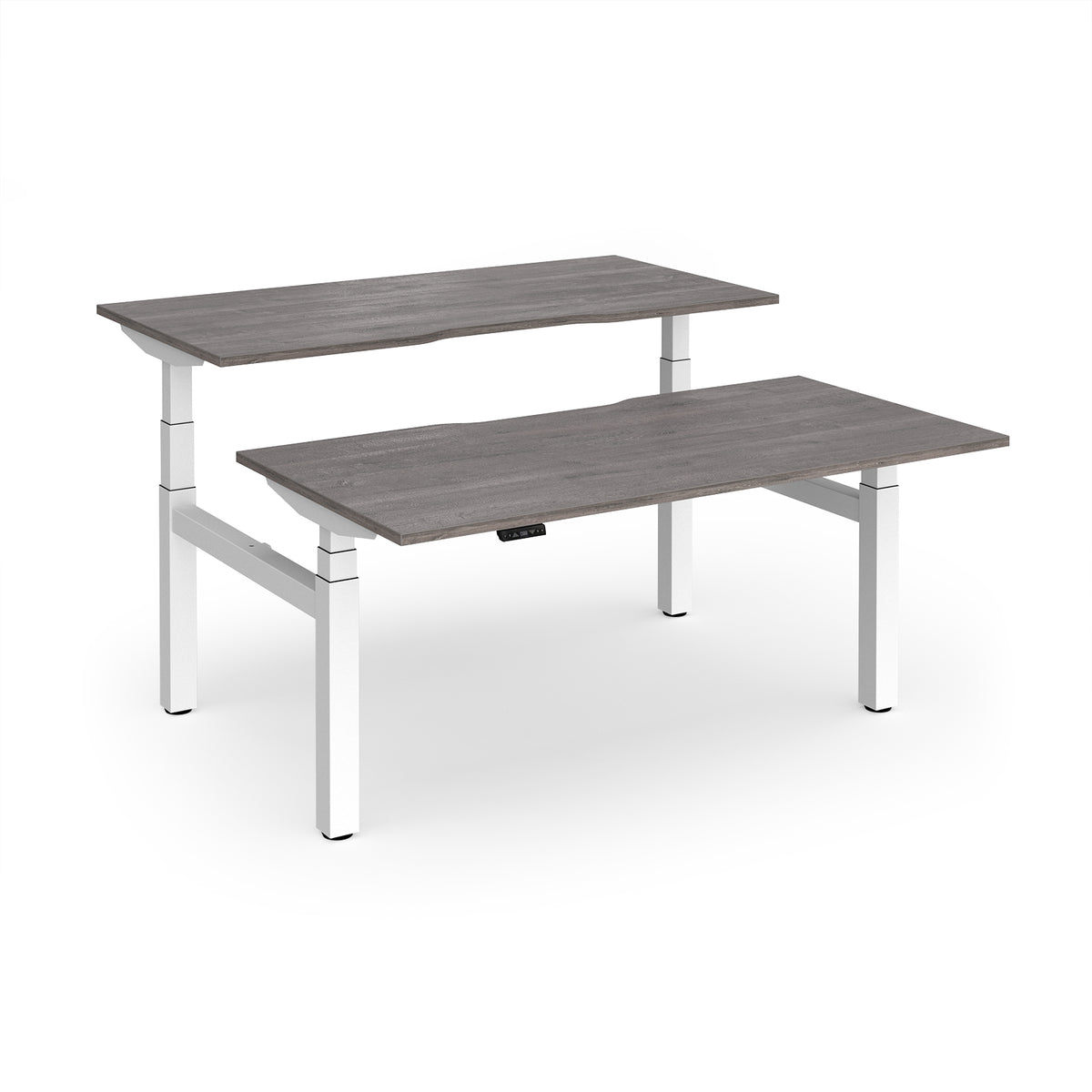 Elev8 Luxe Sit-Stand Back-To-Back Desks 1600mm x 800mm - White Frame / Grey Oak Top - view 1
