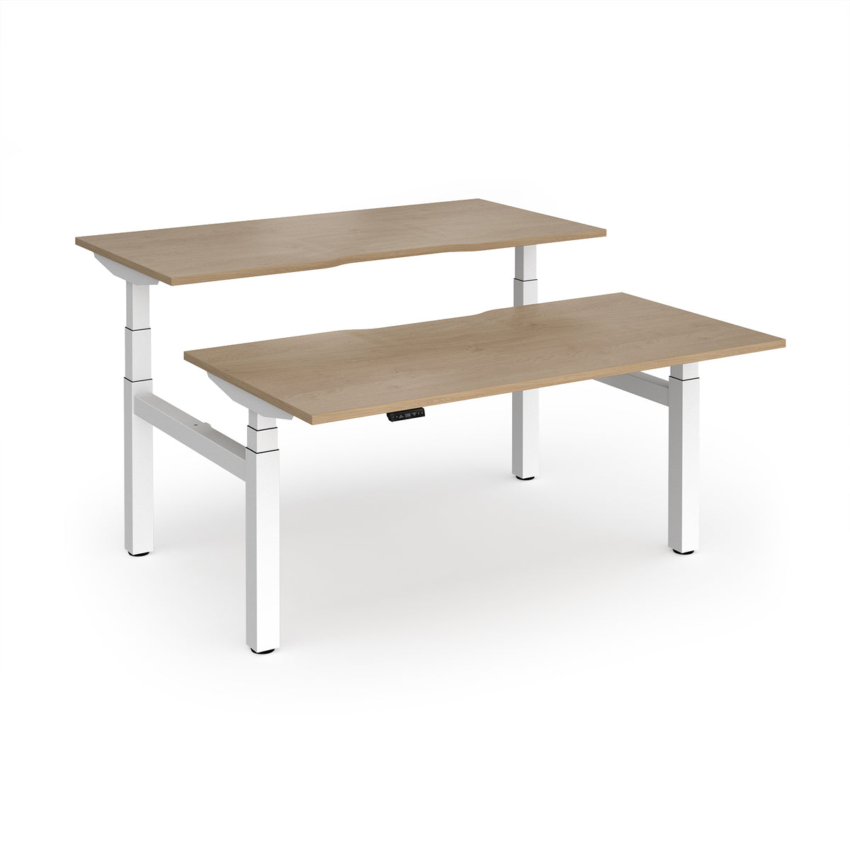 Elev8 Luxe Sit-Stand Back-To-Back Desks 1600mm x 800mm - White Frame / Kendal Oak Top - view 1
