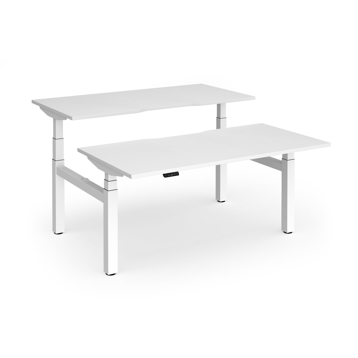Elev8 Luxe Sit-Stand Back-To-Back Desks 1600mm x 800mm - White Frame / White Top - view 1