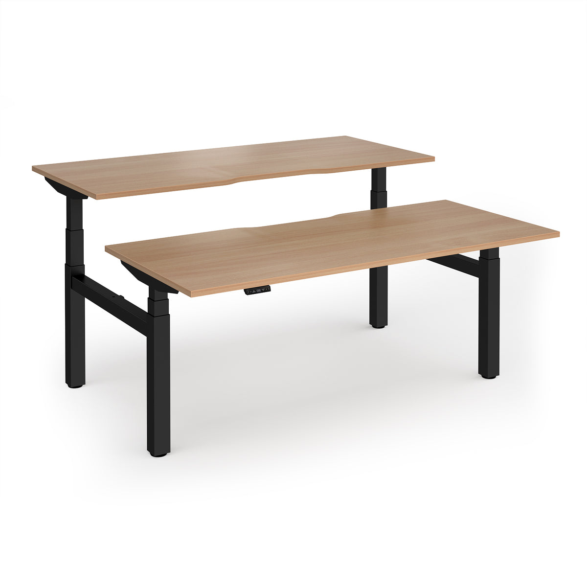 Elev8 Luxe Sit-Stand Back-To-Back Desks 1800mm x 800mm - Black Frame / Beech Top - view 1