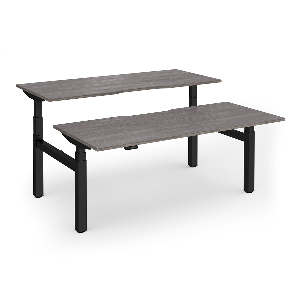 Elev8 Luxe Sit-Stand Back-To-Back Desks 1800mm x 800mm - Black Frame / Grey Oak Top - view 1