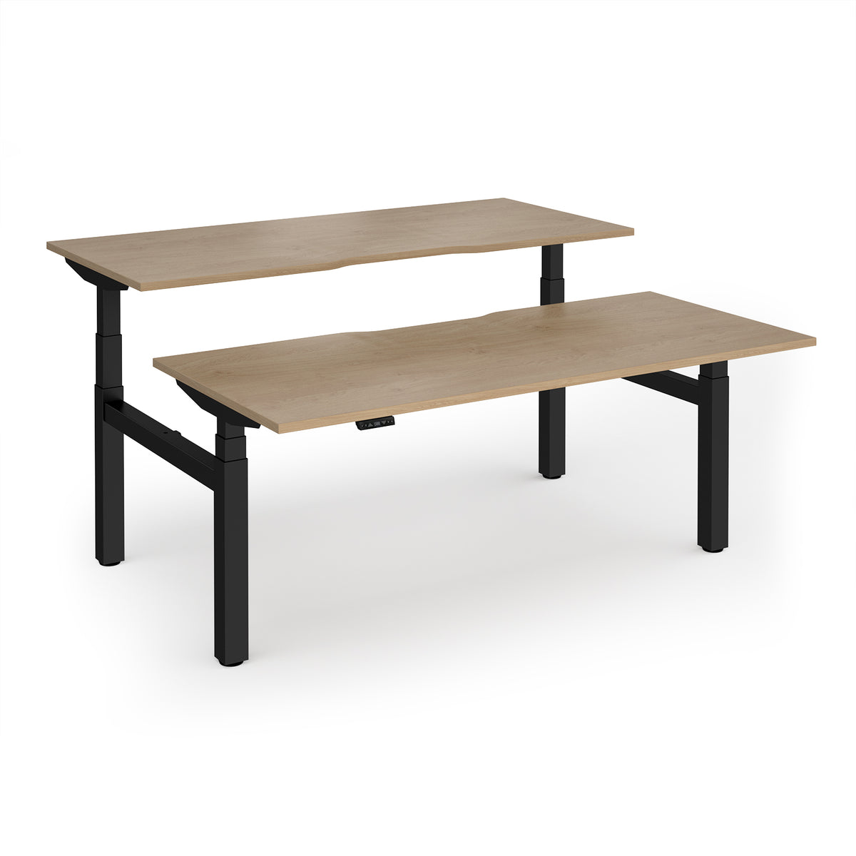 Elev8 Luxe Sit-Stand Back-To-Back Desks 1800mm x 800mm - Black Frame / Kendal Oak Top - view 1