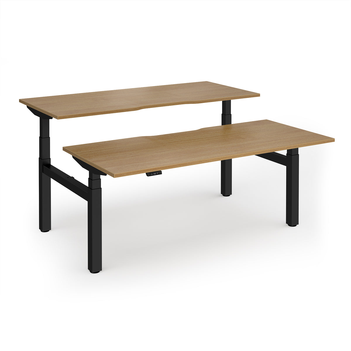 Elev8 Luxe Sit-Stand Back-To-Back Desks 1800mm x 800mm - Black Frame / Oak Top - view 1
