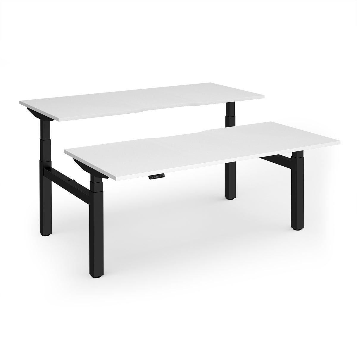 Elev8 Luxe Sit-Stand Back-To-Back Desks 1800mm x 800mm - Black Frame / White Top - view 1