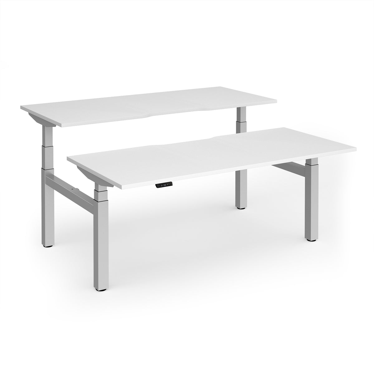 Elev8 Luxe Sit-Stand Back-To-Back Desks 1800mm x 800mm - Silver Frame / White Top - view 1