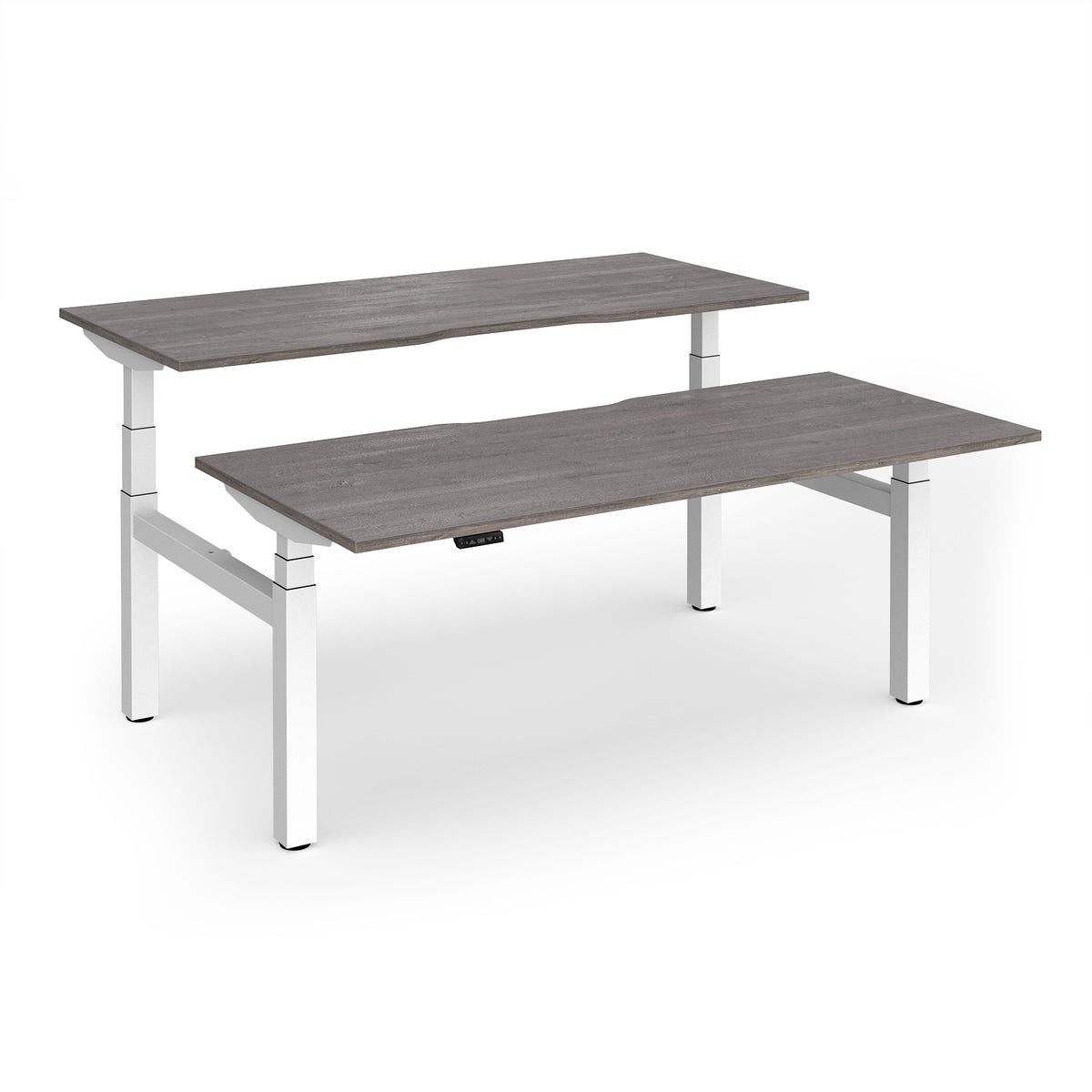 Elev8 Luxe Sit-Stand Back-To-Back Desks 1800mm x 800mm - White Frame / Grey Oak Top - view 1
