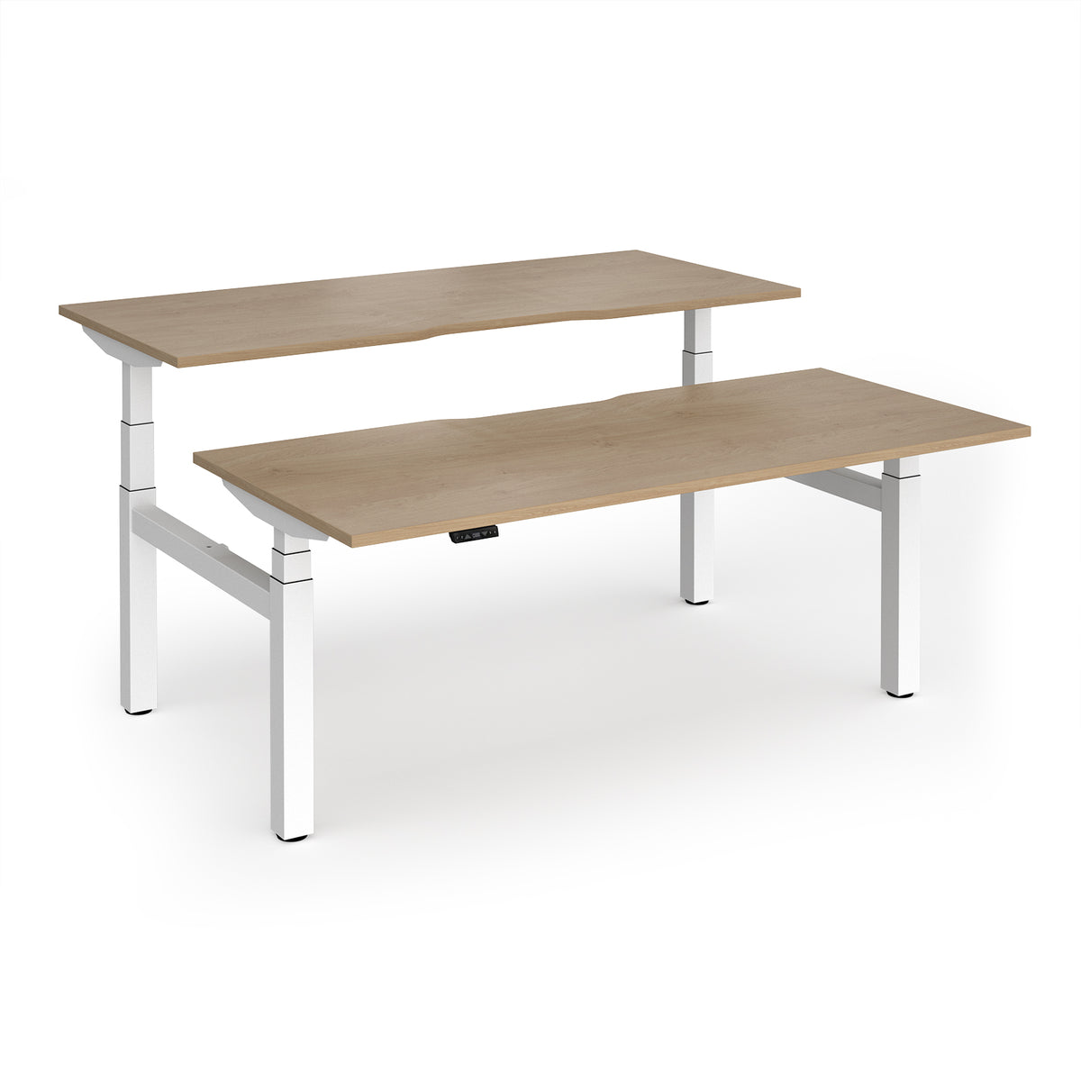 Elev8 Luxe Sit-Stand Back-To-Back Desks 1800mm x 800mm - White Frame / Kendal Oak Top - view 1