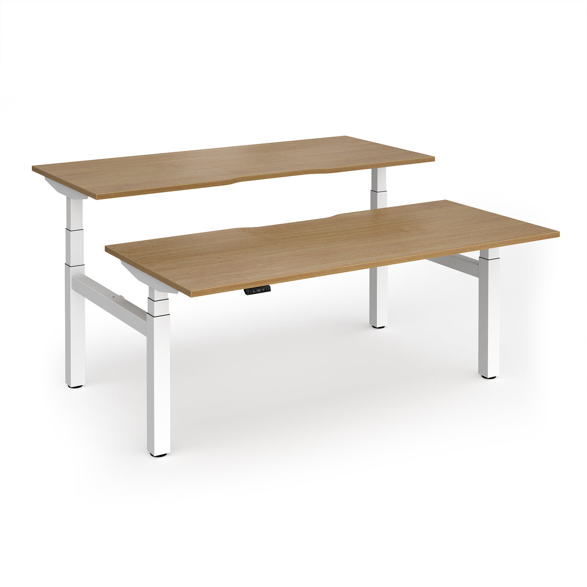 Elev8 Luxe Sit-Stand Back-To-Back Desks 1800mm x 800mm - White Frame / Oak Top - view 1