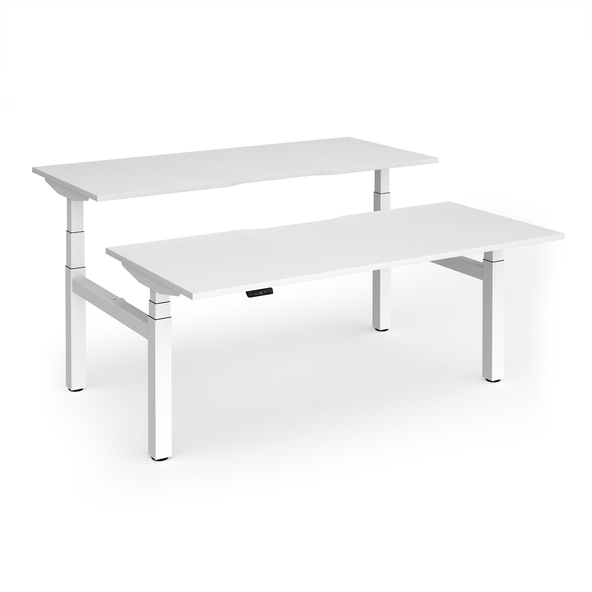 Elev8 Luxe Sit-Stand Back-To-Back Desks 1800mm x 800mm - White Frame / White Top - view 1