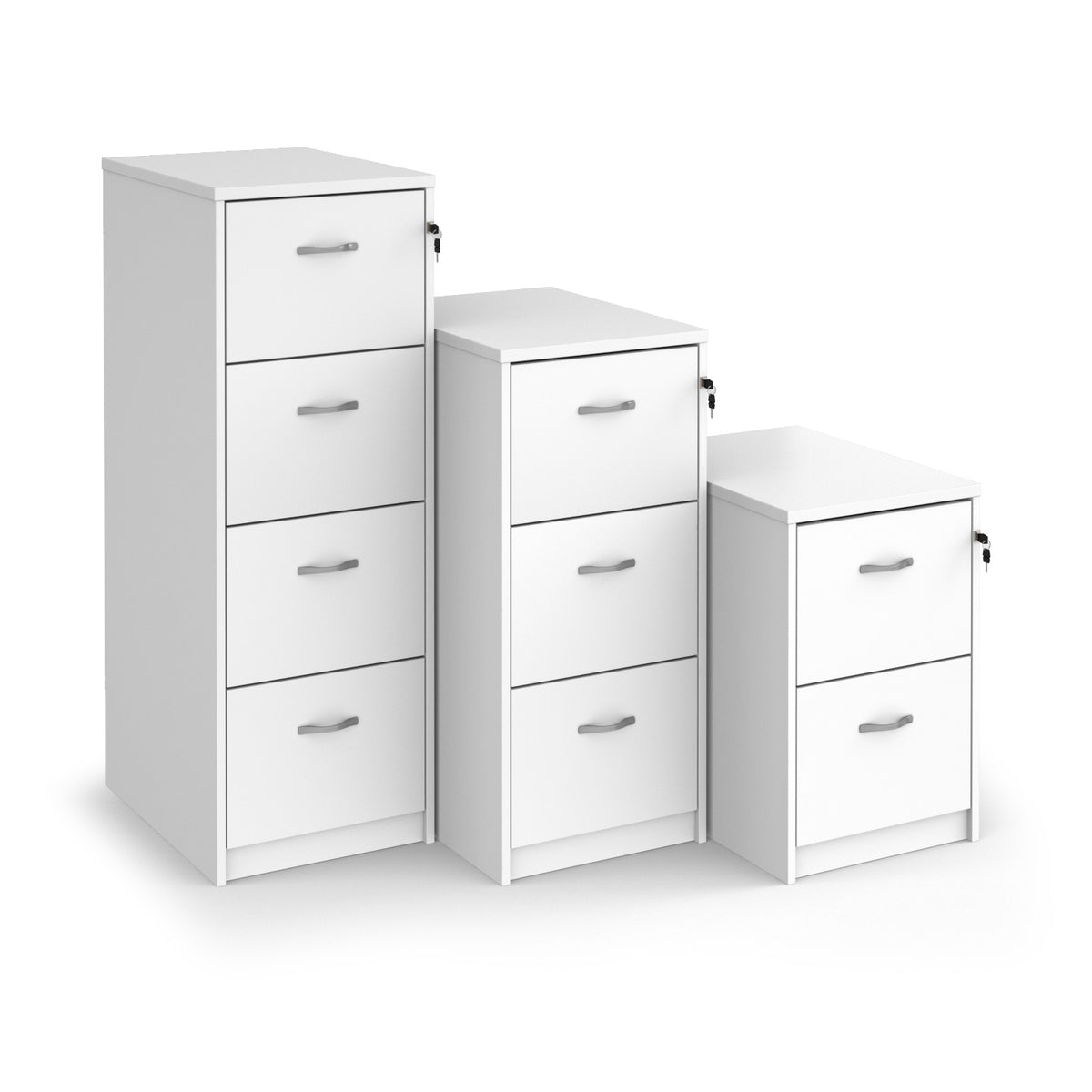 Wooden 2 drawer filing cabinet with silver handles 730mm high - Grey Oak - view 3