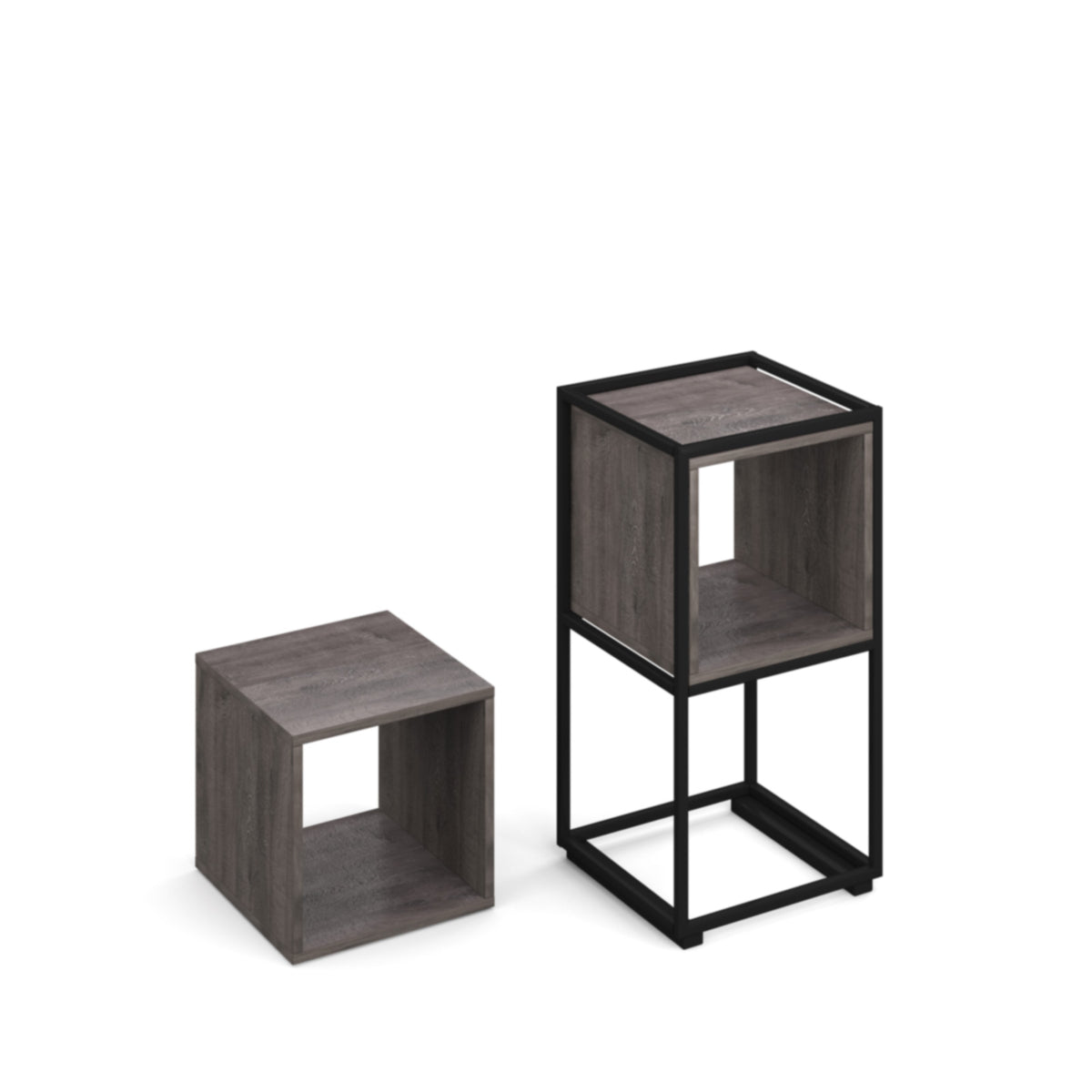 Flux modular storage single wooden cubby unit - Grey Oak - view 2