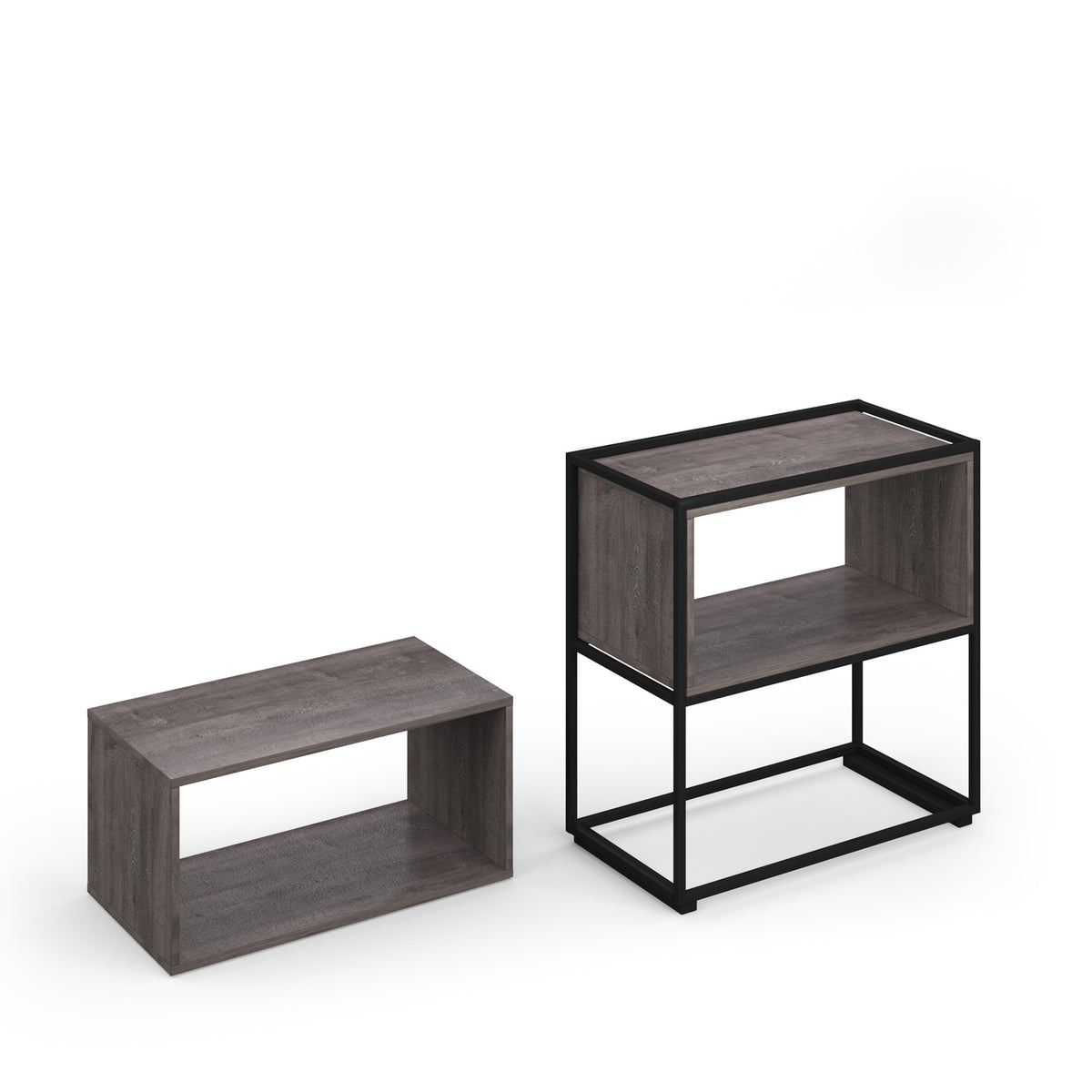 Flux modular storage double wooden cubby unit - Grey Oak - view 2