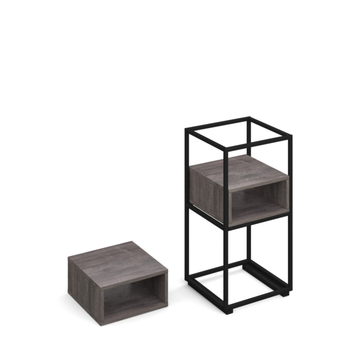 Flux modular storage double wooden cubby shelf - Grey Oak - view 2