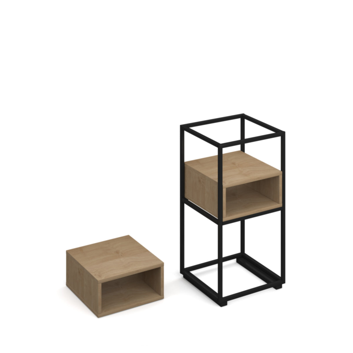 Flux modular storage double wooden cubby shelf - Kendal oak - view 2