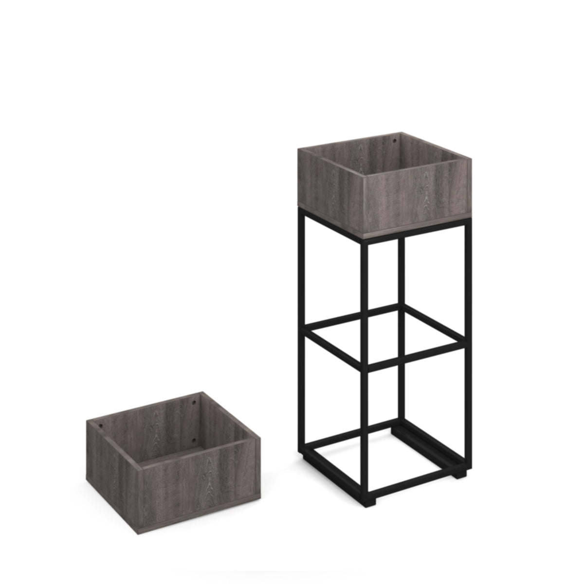 Flux modular storage single wooden planter box - Grey Oak - view 2