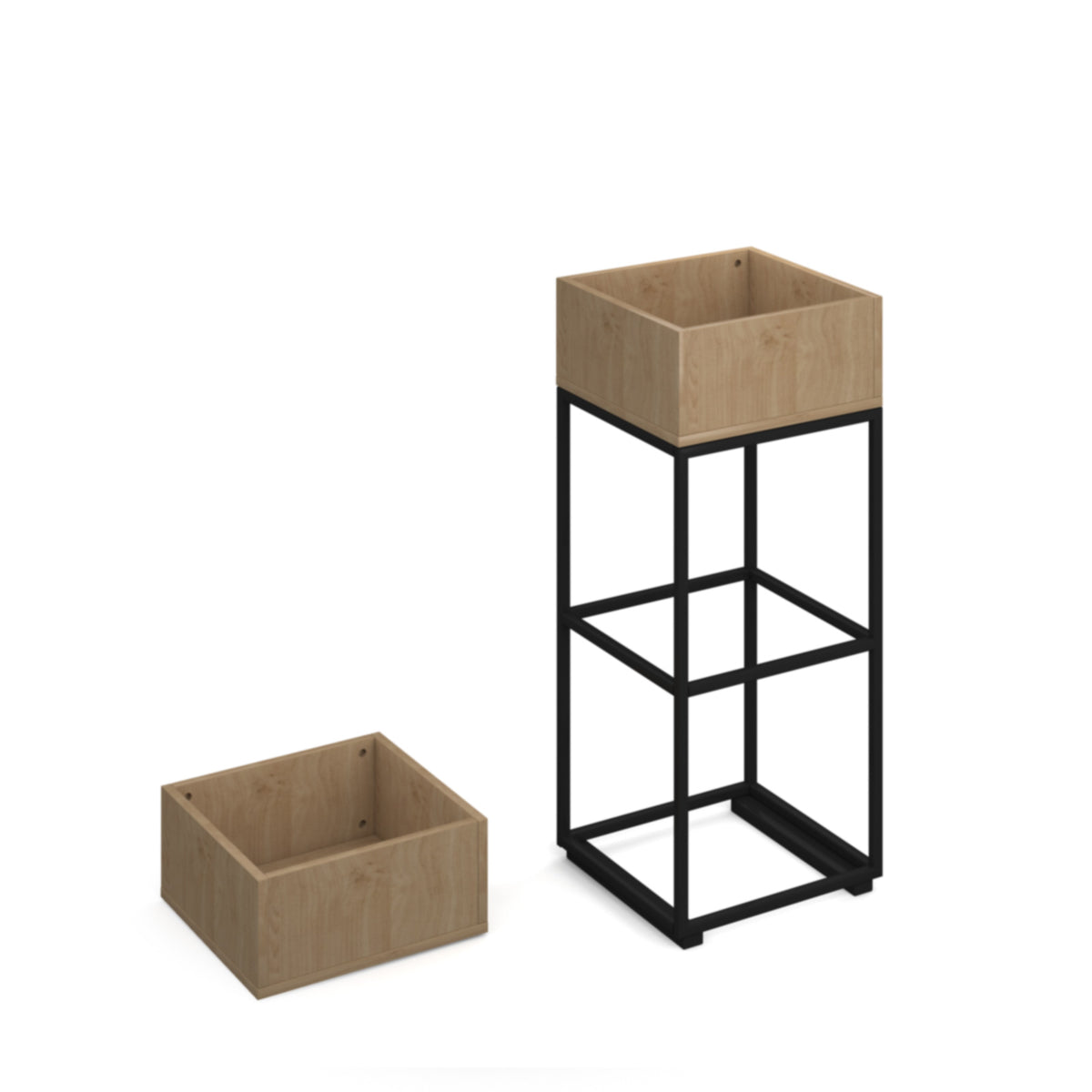 Flux modular storage single wooden planter box - Kendal oak - view 2