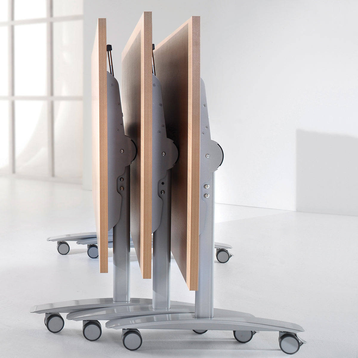 Rectangular deluxe flip top meeting table with silver frame 1200mm x 800mm - Beech - view 5